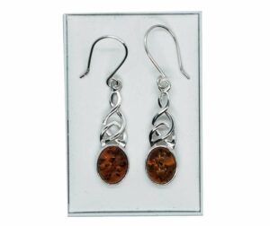 Silver Earring Amber Oval