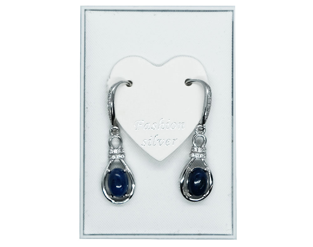 Silver Earrings Dangling Lapis