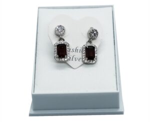 Silver Earrings Garnet