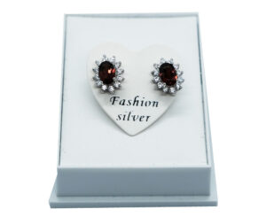 Silver Earrings Garnet