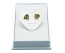 Silver Earrings Heart Peridot