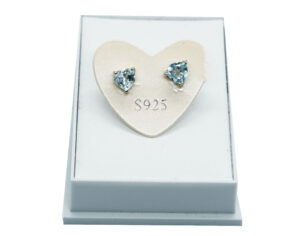Silver Earrings Heart Topaz