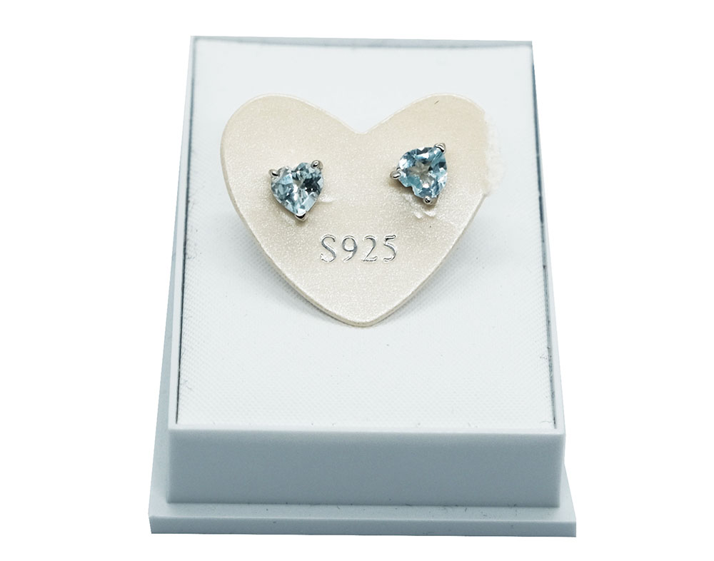 Silver Earrings Heart Topaz