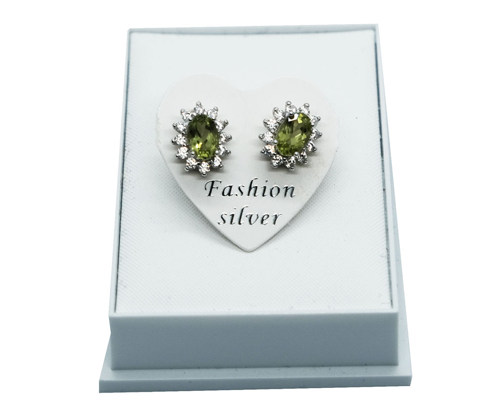 Silver Earrings Peridot