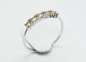 Silver Ring 5 Stones Citrine Adjustable