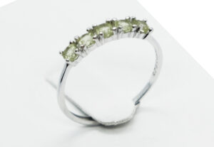 Silver Ring 5 Stones Peridot Adjustable