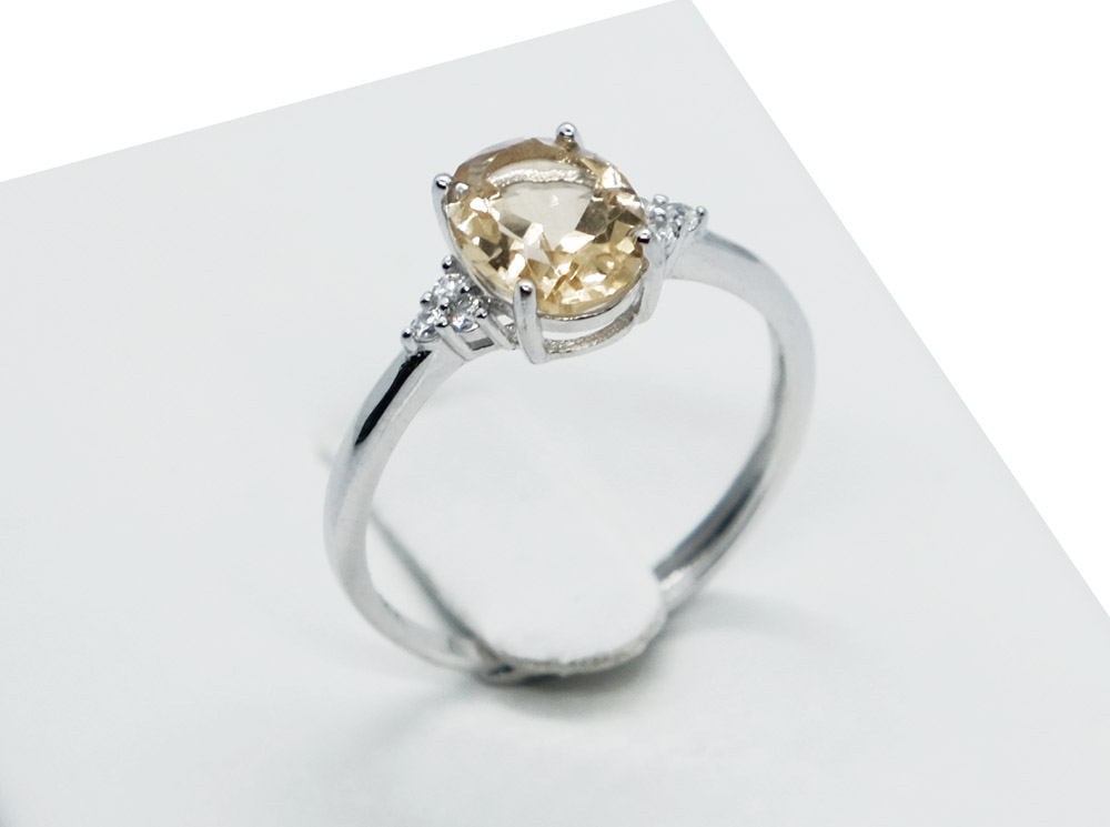 Silver Ring Citrine Adjustable