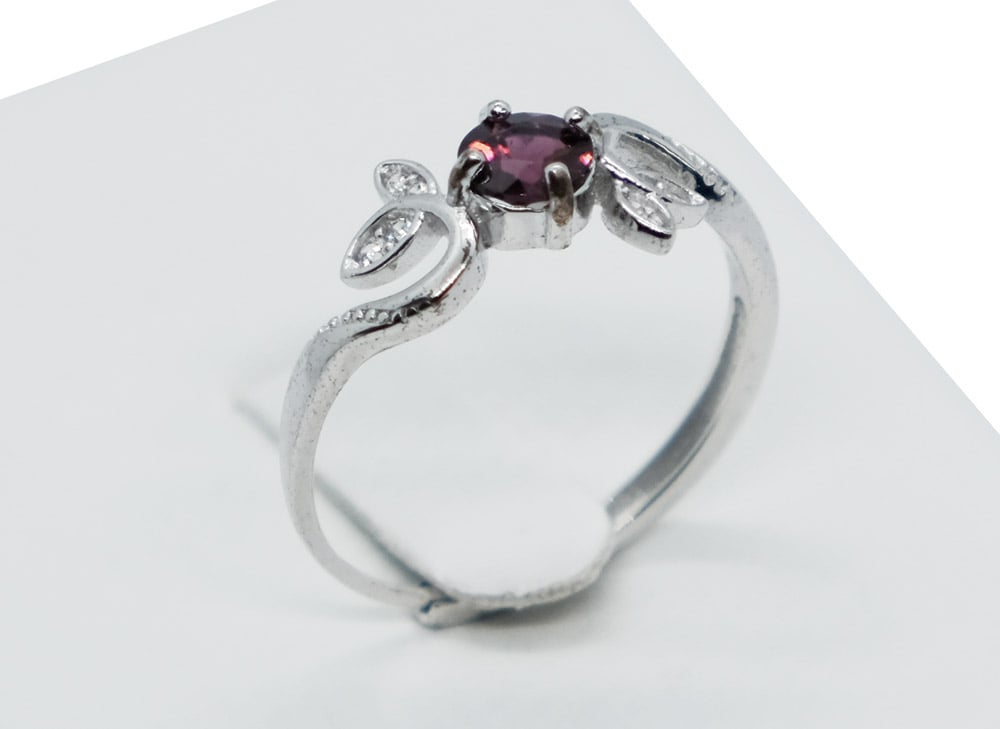 Silver Ring Garnet Adjustable
