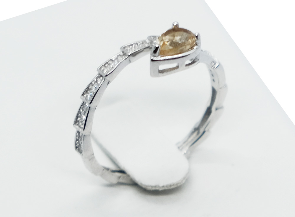 Silver Ring Snake Citrine Adjustable