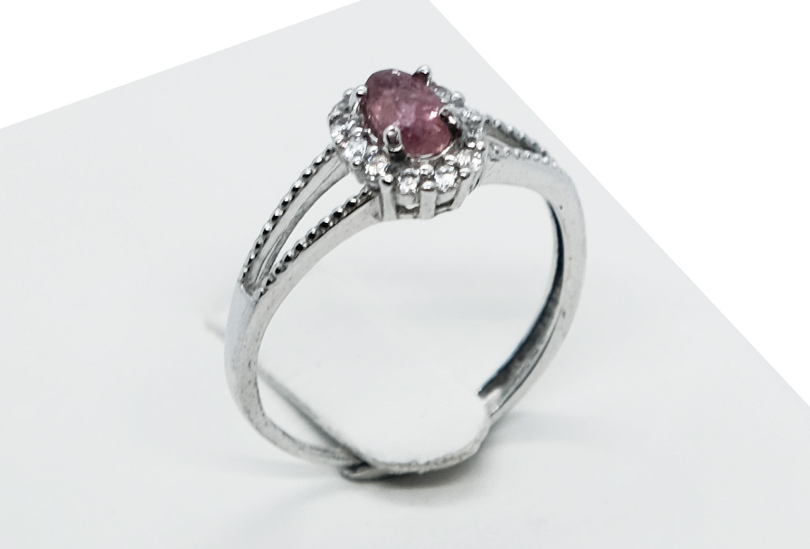 Silver Ring Tourmaline Adjustable