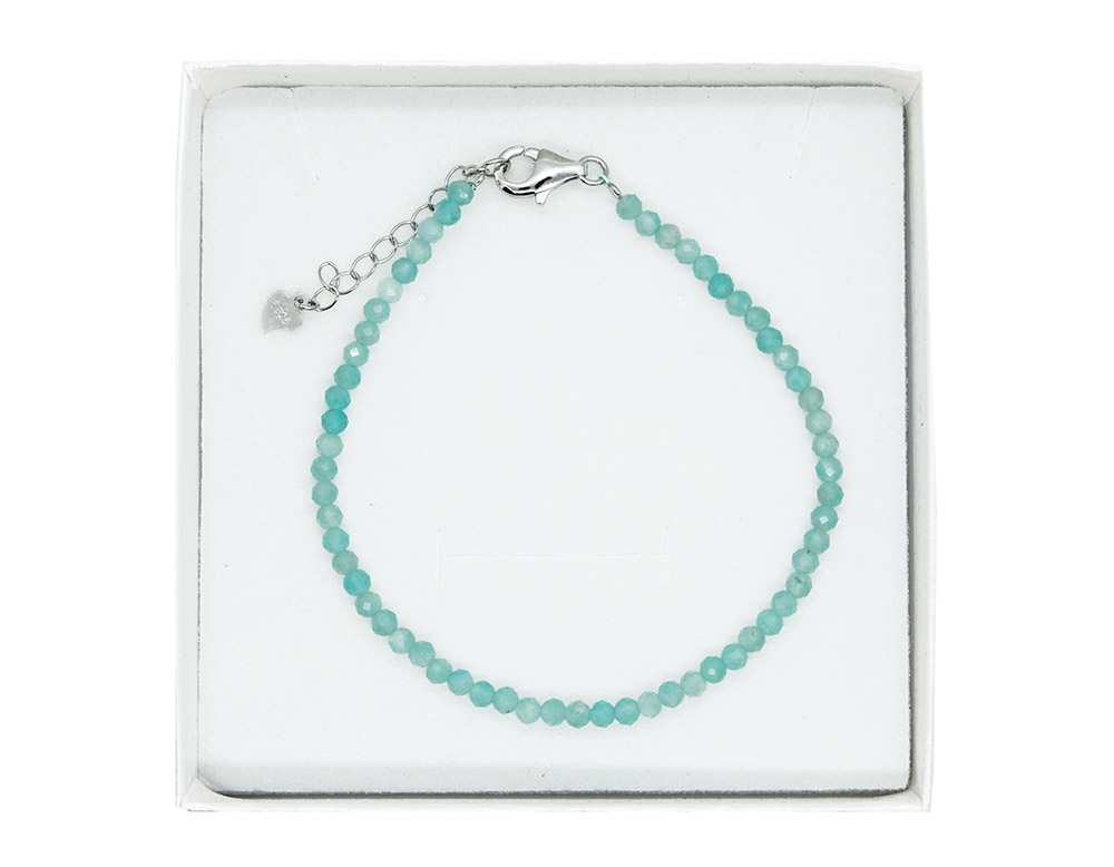 Silver Bracelet 3mm Amazonite