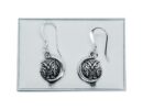 Silver Earring Owl on Moon