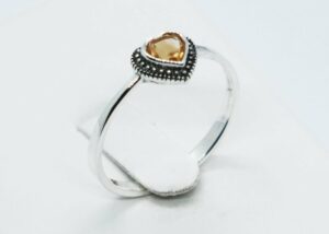 Silver Ring Citrine Heart