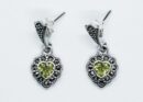 Silver Earring Peridot Heart