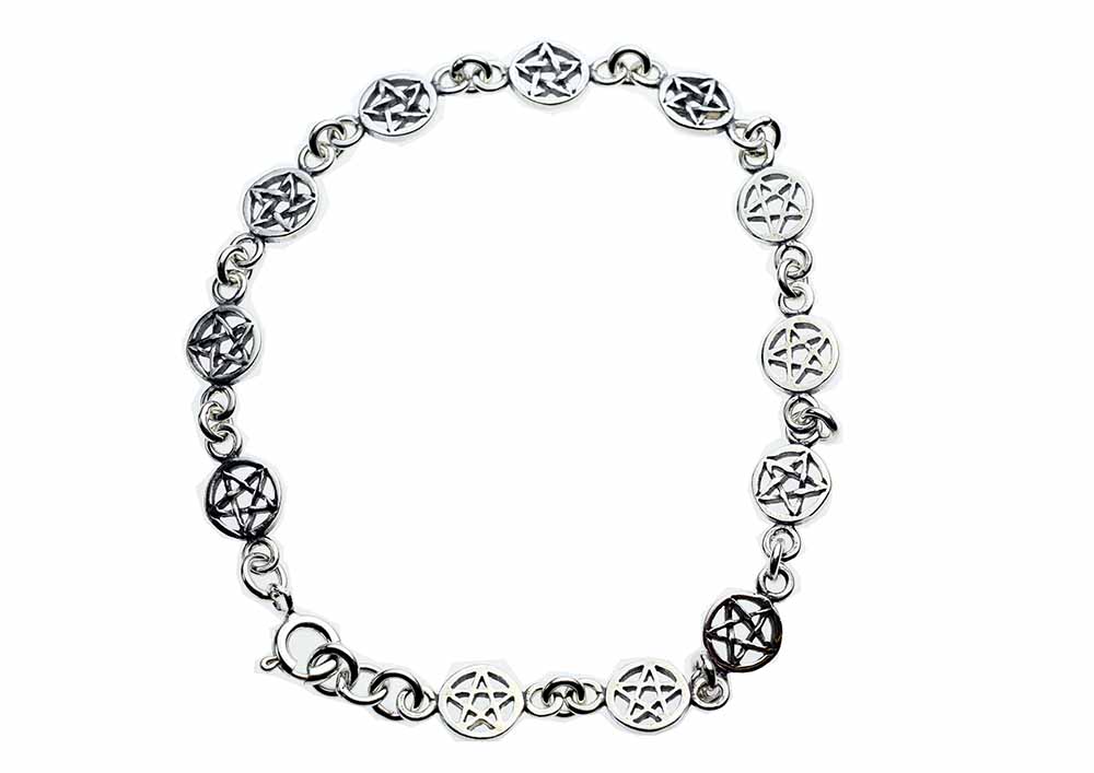 Bracelet Silver Pentagram Circles