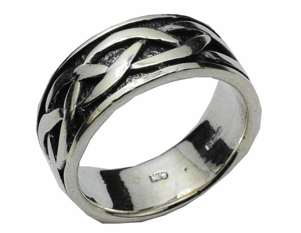 Ring Silver Band Half Celtic
