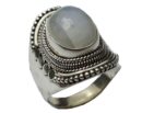 Ring Silver Oval Stone Moonstone