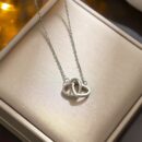 Necklace Silver Double Heart