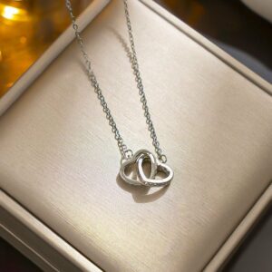 Necklace Silver Double Heart