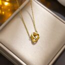 Necklace Gold Double Heart