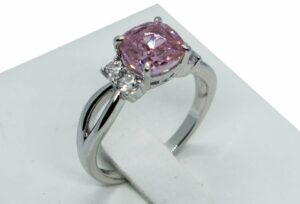 Fashion Ring Pink Square CZ