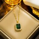 Necklace Green Stone Plated