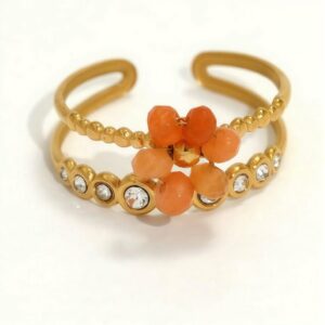 Ring Purple Flower Gold Plated