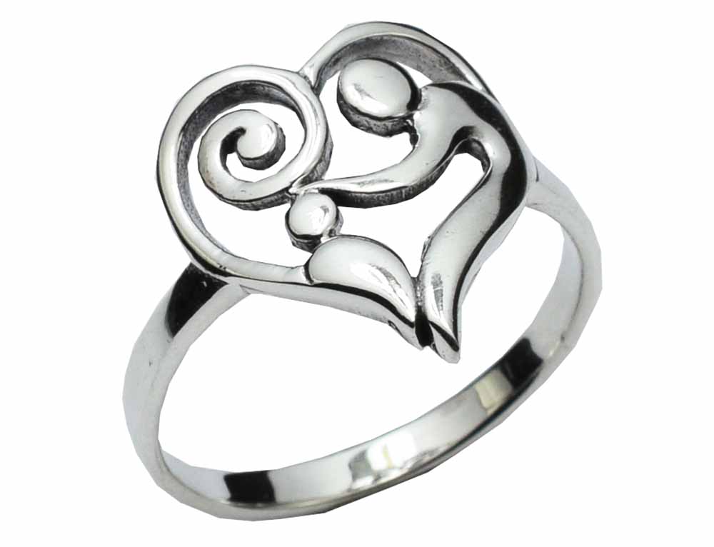 Ring Silver Heart With Mother And Child