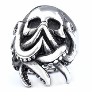Ring Steel Octopus Skull