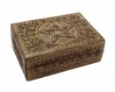 Box Wooden Carved Pentagram 7X5 Inch