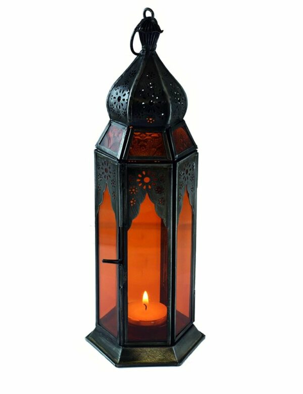 Lantern Candle Holder Orange H27.5cm