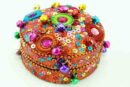 Box Circle Orange Glitter 8cm (4pcs For Â£1.00 Each)