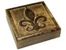 Box Wooden Fleur De Lis