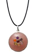 Pendant Circle Rose Qtz Chakra