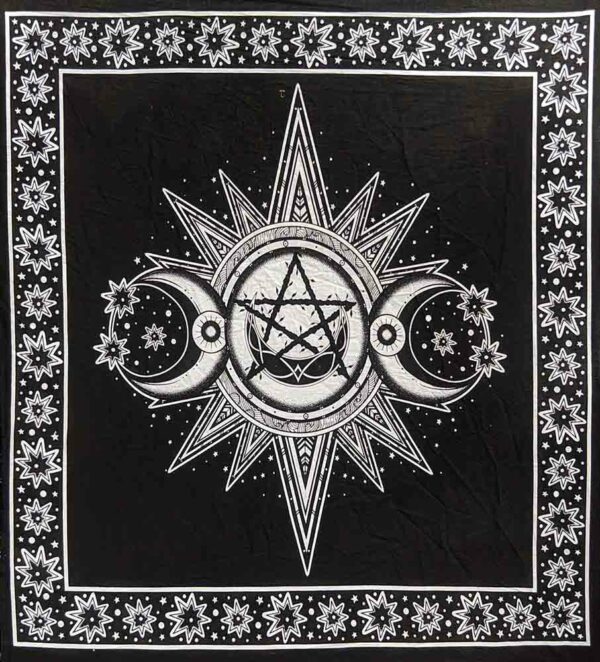 Altar Cloth Triple Moon Black and White 105X105cm