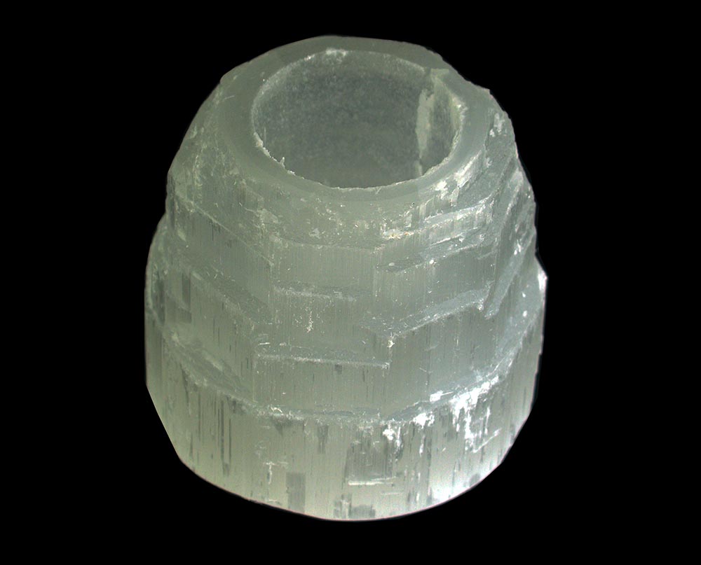 Selenite Candle Holder Natural