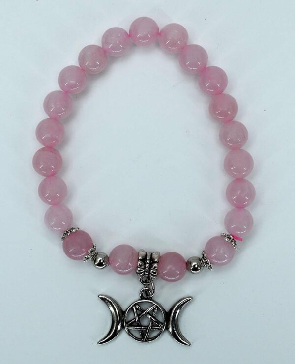 Bracelet 8mm Rose Quartz Triple Moon