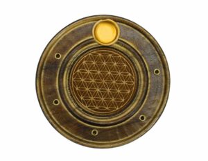 Incense Holder Wood Round FOL