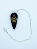 Pendulum Drop Black Obsidian Pentagram