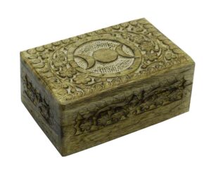 Box Wooden Triple Moon  6X4 Inch