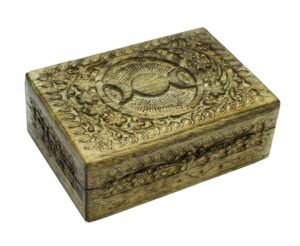 Box Wooden Triple Moon 7X5 Inch