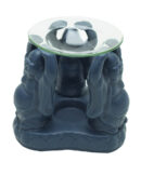 Oil Burner 3 Buddhas Grey 15cm