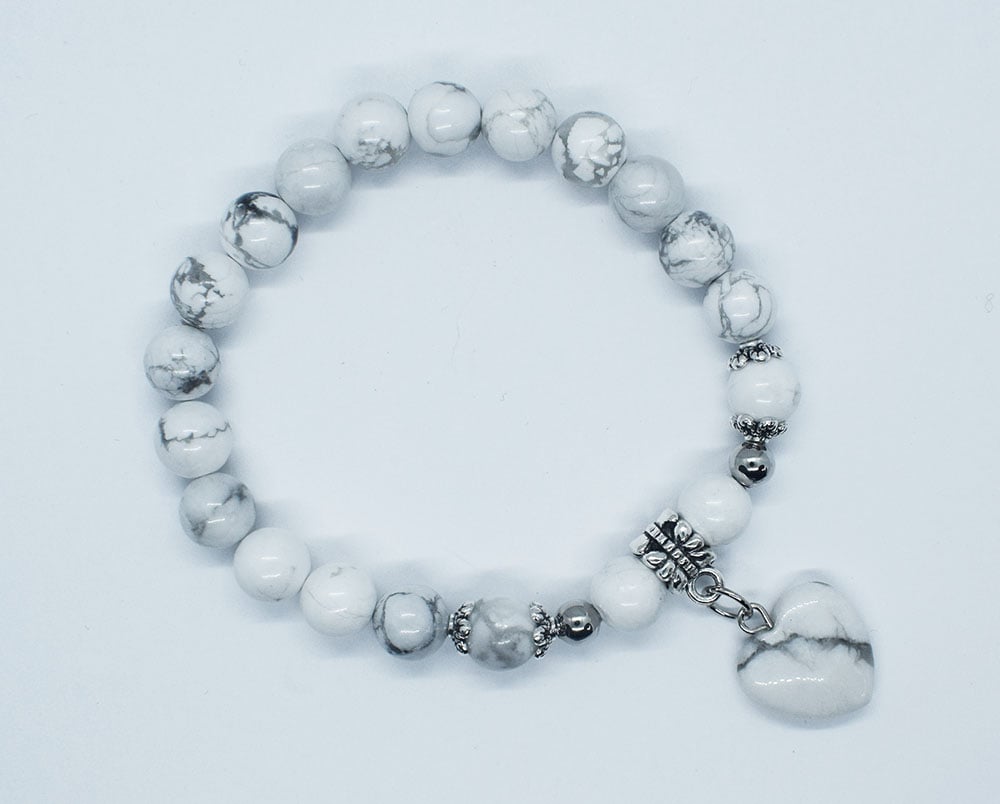 Bracelet Heart White Howlite