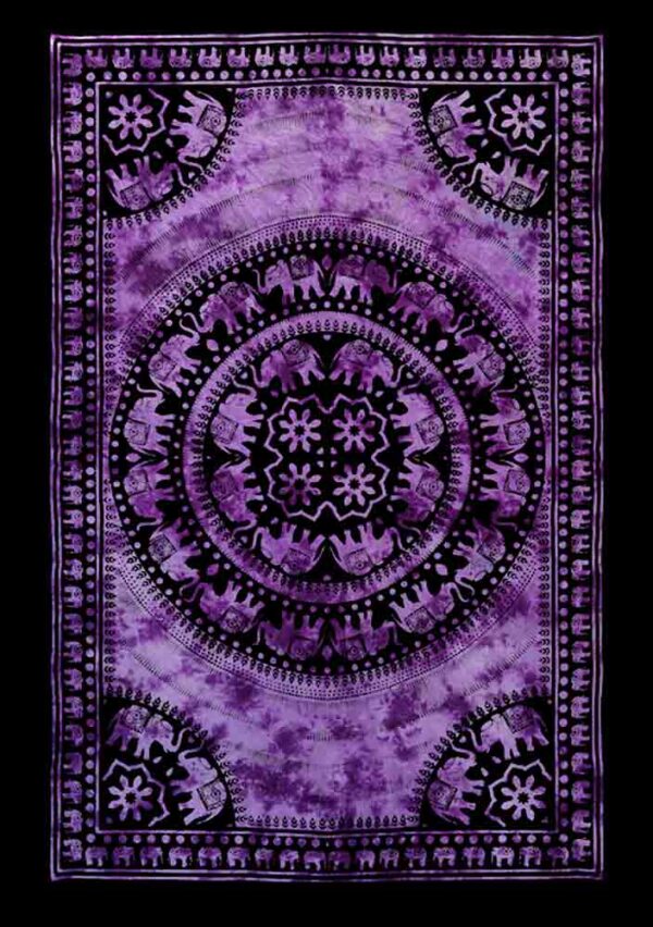 Bedspread Single Round Elephant Purple