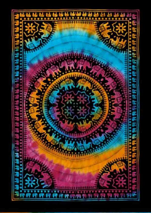 Bedspread Double Round Elephant Multicolour