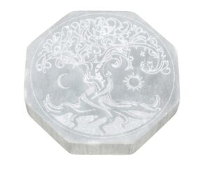 Selenite Octagon Tree Of Life 10cm
