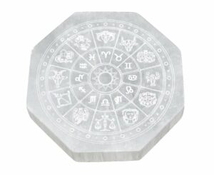 Selenite Octagon Zodiac 10cm