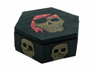 Wooden Pirate Box Hexagon H7.5cmxW20cmxD18cm