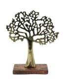 Tree On Wooden Base Gold 26.5cm