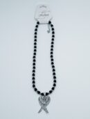 Necklace Steel Obsidian Wings